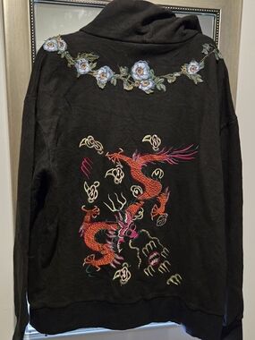 Gucci Oversized Dragon Embroidered Hoodie Large